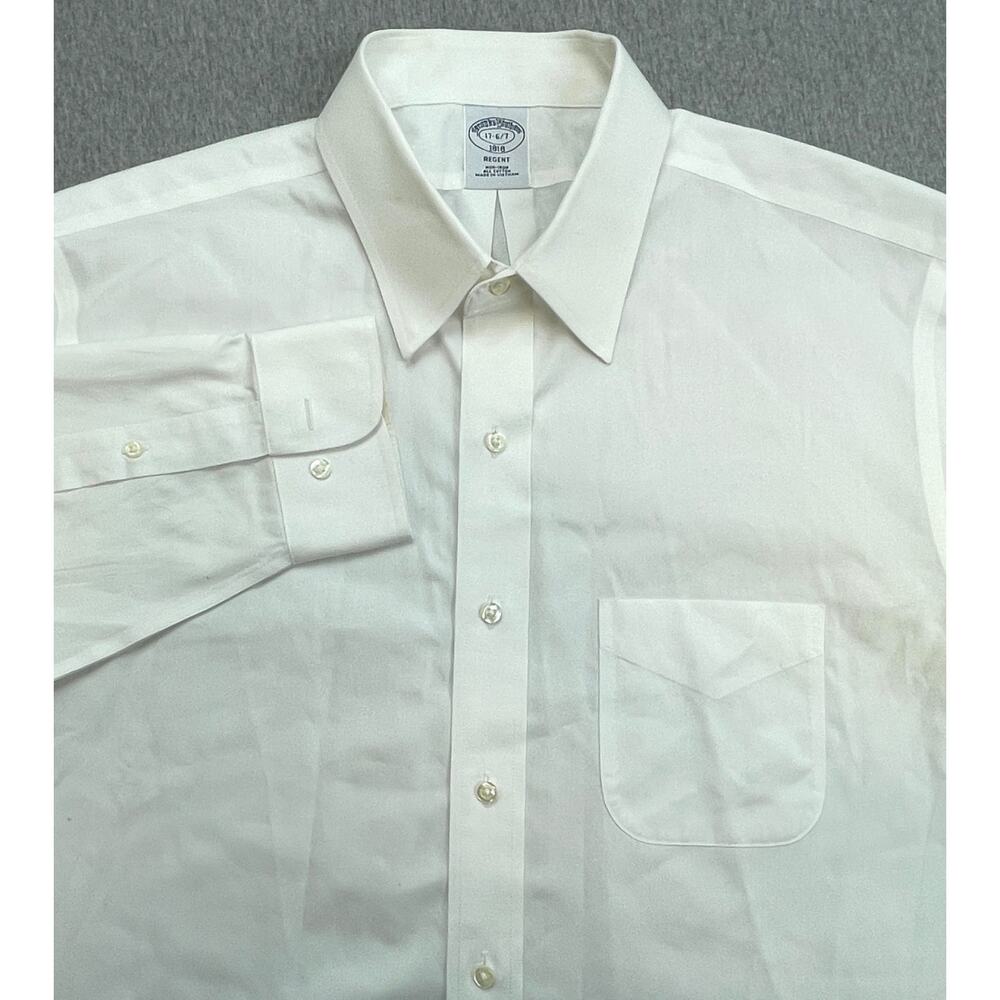 Brooks Brothers Shirt Men 17 - 36/37 White 100% Cotton 1818 Regent Button Up